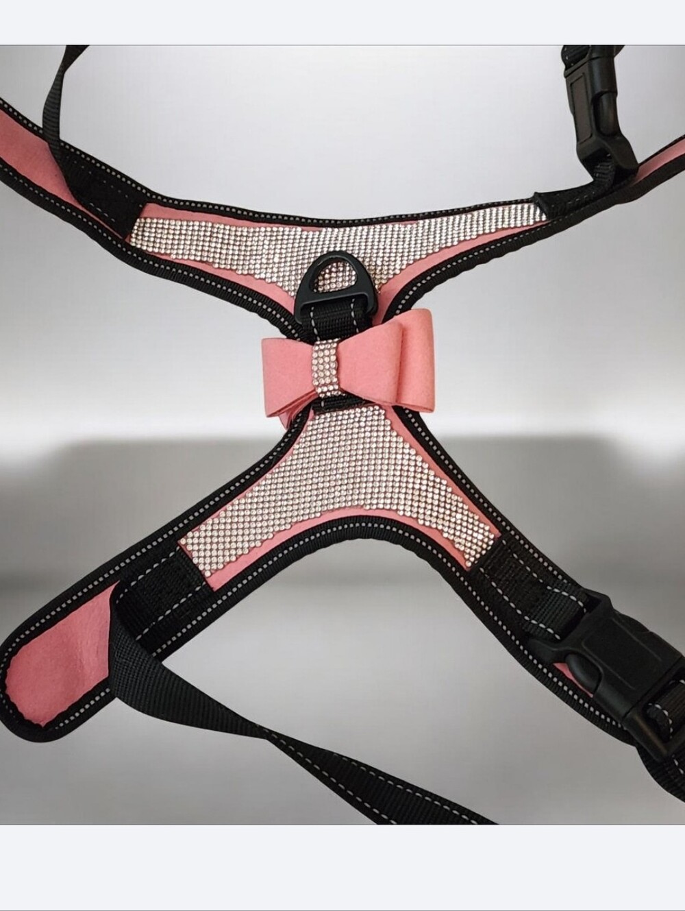 Pink Rhinestone Bow Harness - Soft Padded Pet-Style Accessory